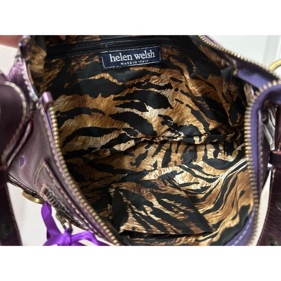 Helen Welsh Made in Italy Purple Metallic 90s Y2K Leather Shoulder Bag - Picture 11 of 12